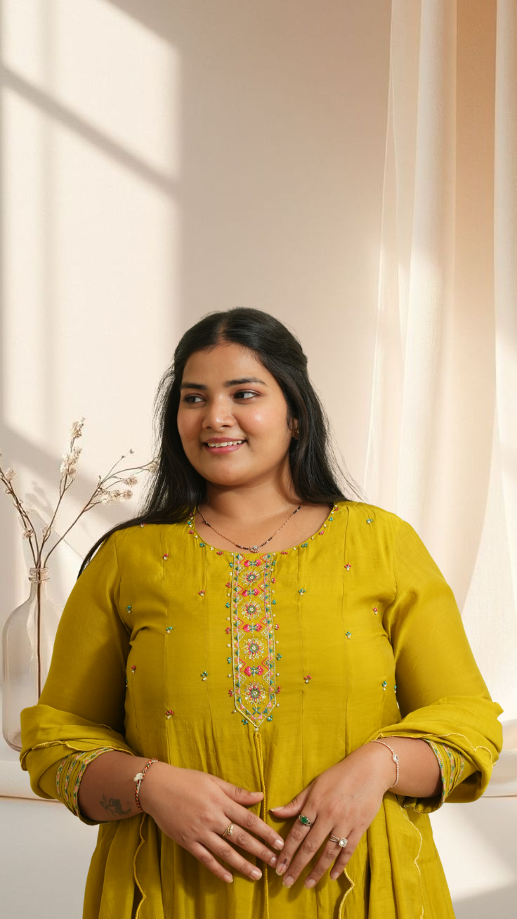 Sunshine-Ready Mustard Embroidered Kurta Suit