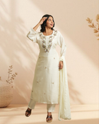 Off white graceful Embroidered Suit