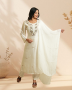 Off white graceful Embroidered Suit