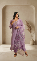 Graceful Lavender Delicateembroidery Cotton Suit