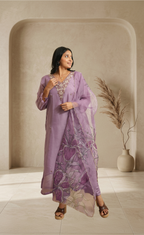 Graceful Lavender Delicateembroidery Cotton Suit