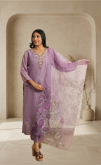 Graceful Lavender Delicateembroidery Cotton Suit