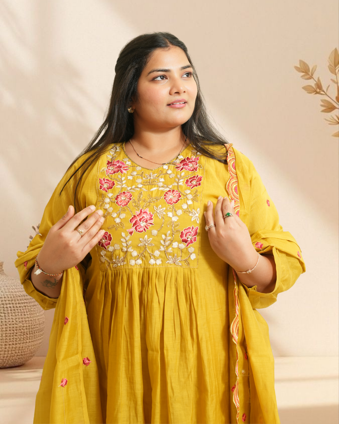 Sunshine Ready Elegance in a Breezy Embroidered Ethnic Suit