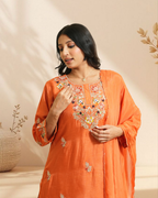 Tiger Orange Chanderi Silk Suit
