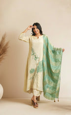 Beige With Mint Green Accents Suit