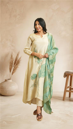 Beige With Mint Green Accents Suit