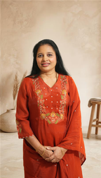 Elegant Festive rust Kurta Set with Embroidered Yoke & Dupatta