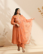 Effortless Warm Peach Delicate Floral Suit