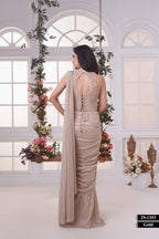 Elegant Gold Saree with Embellished Designer Blouse for Festive & Party Wear