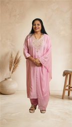 Elegant Blush Pink Kurta With Delicate Embroidery Suit