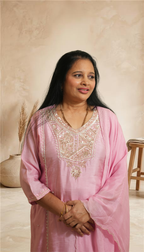 Elegant Blush Pink Kurta With Delicate Embroidery Suit