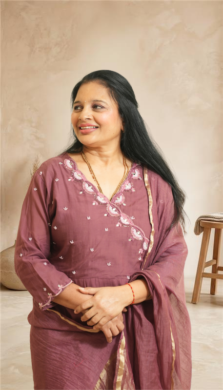 Grceful Festive Charm in a Rich Mauve Ethnic Suit