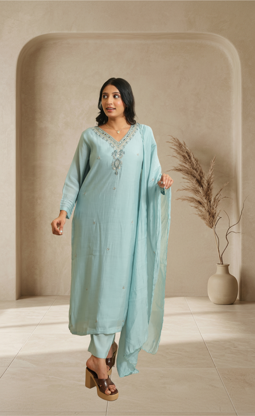 Elegant pastel grace for effortless everyday and festive wear