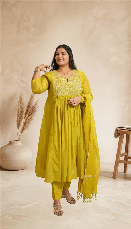 Effortless festive elegance in a vibrant mustard ethnic set