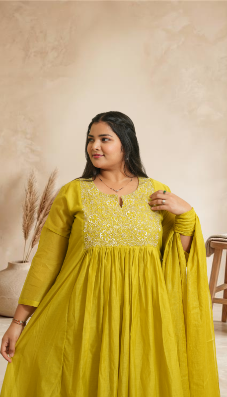Effortless festive elegance in a vibrant mustard ethnic set