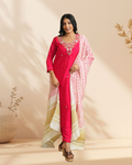 Women Pink Embroidered Kurta Set with Printed Dupatta & Pants