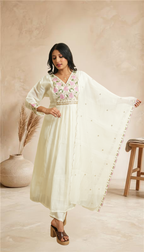 Graceful Ivory Embroiderd Kurta Suit