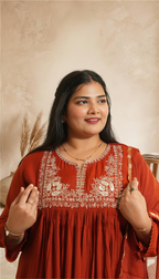 Rust Elegance Embroidered Kurta Suit