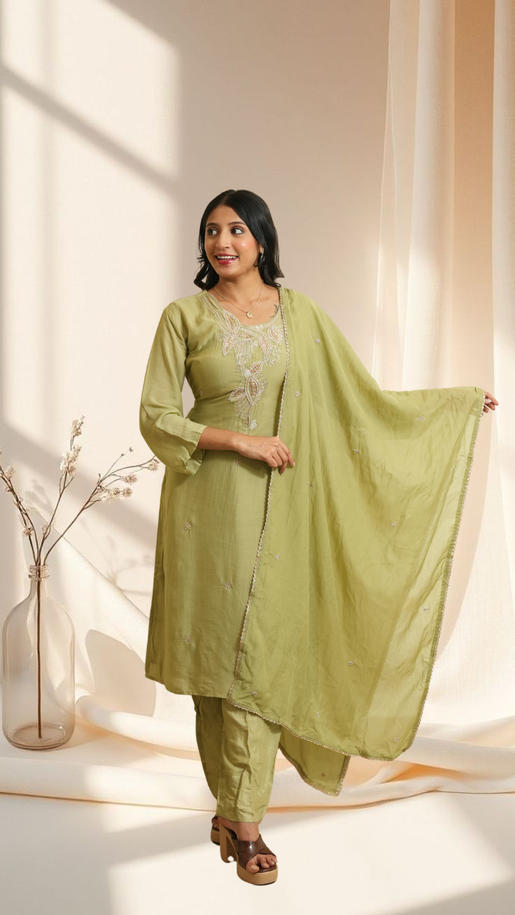 Graceful Pastel Green Kurta Suit