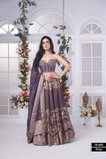 Royal Wine Elegance – A Timeless Banarasi Lehenga for Grand Celebrations