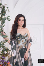 Elegant Bottle Green Lehenga Set with Intricate Embellished Corset Blouse