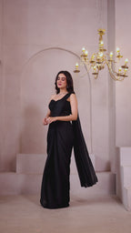 Elegant Midnight Black Saree with Glam Embellished Corset Blouse