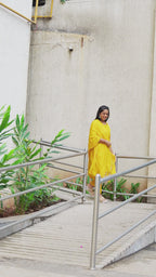 Radiant festive elegance in a vibrant yellow embroidered kurta set