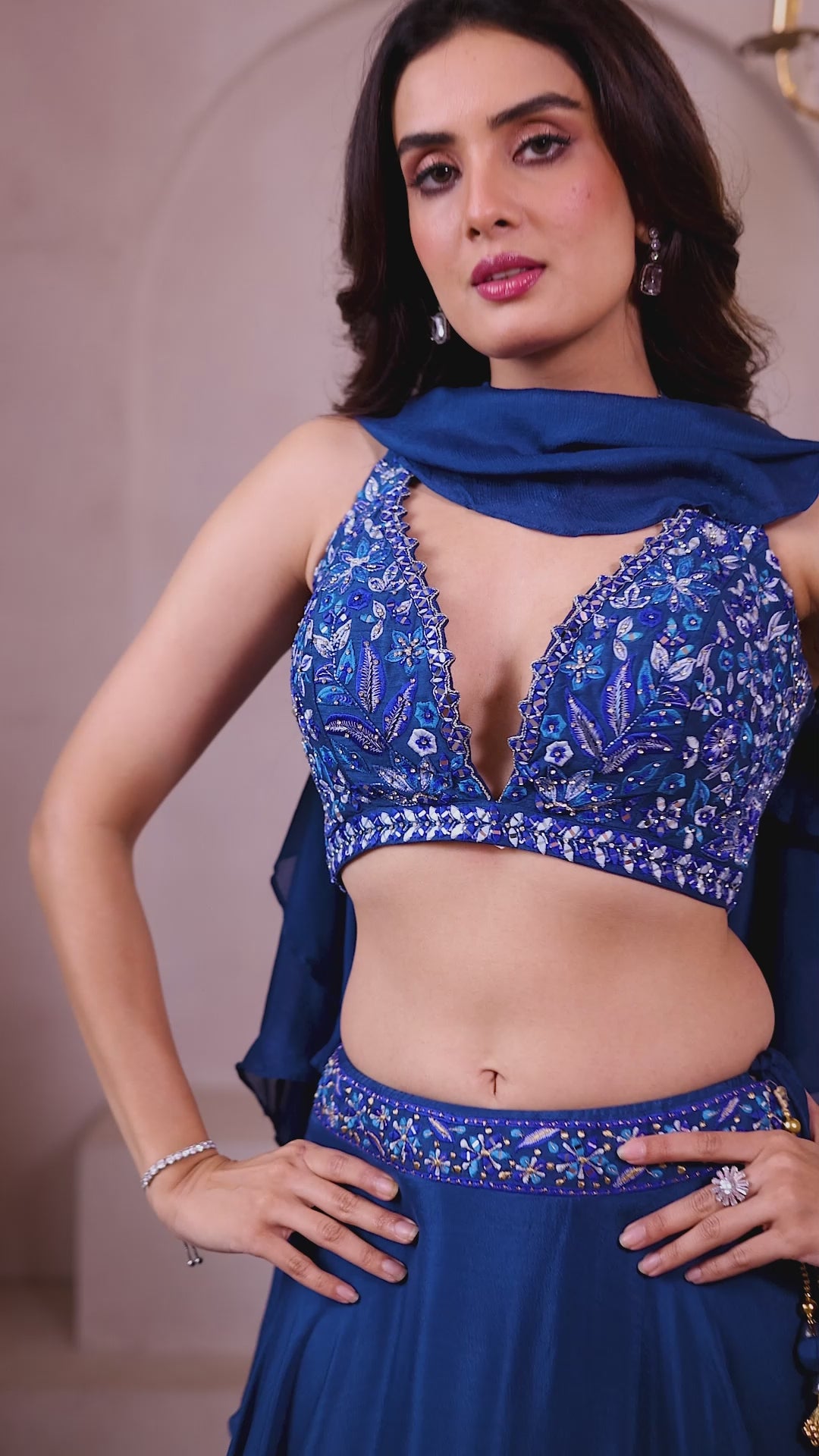 Elegant Royal Blue Designer Lehenga Set for Glamorous Festive Look