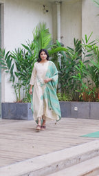Beige With Mint Green Accents Suit