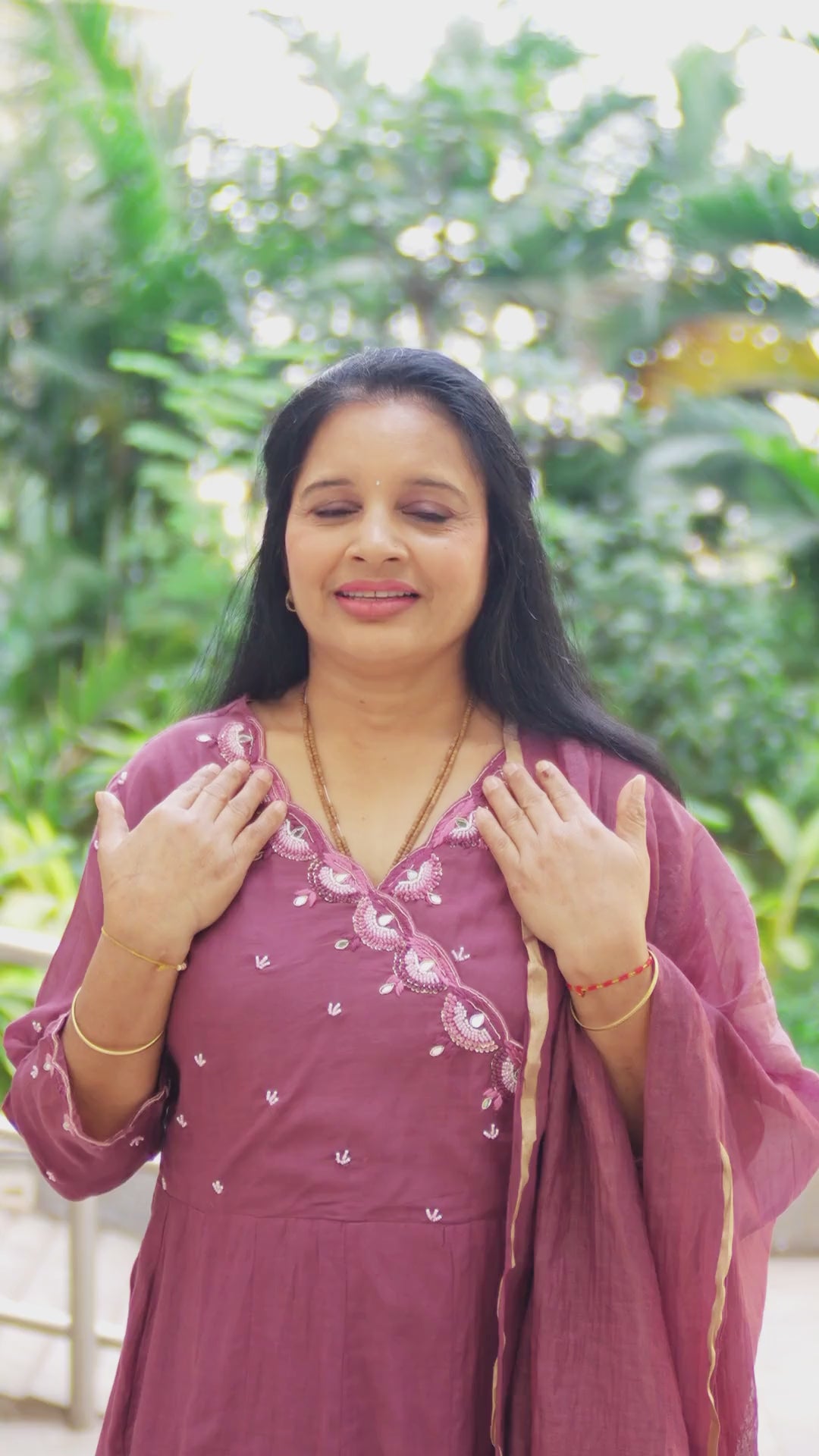 Grceful Festive Charm in a Rich Mauve Ethnic Suit