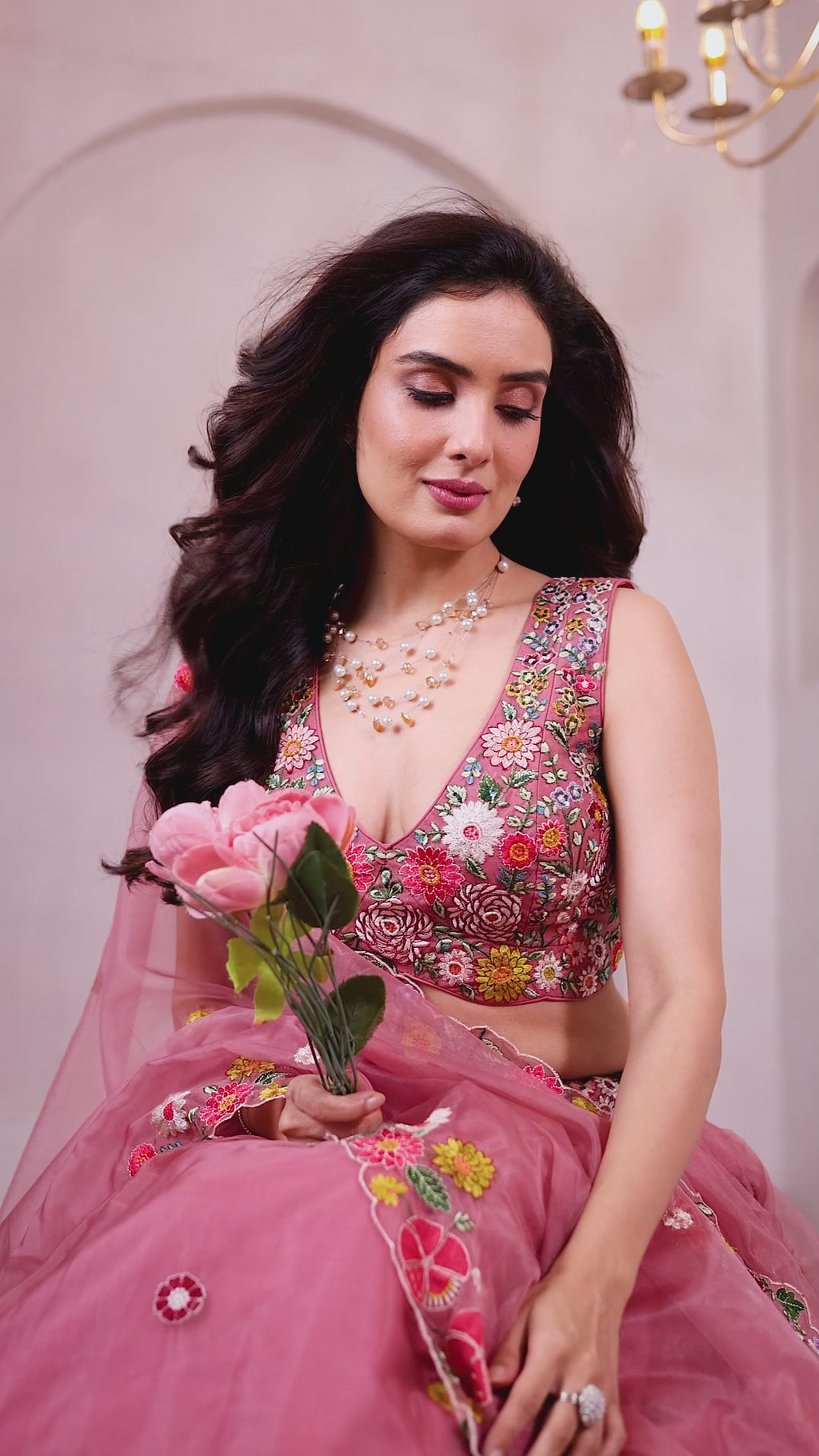 Elegant Floral Embroidered Lehenga Set for Graceful Festive Glam