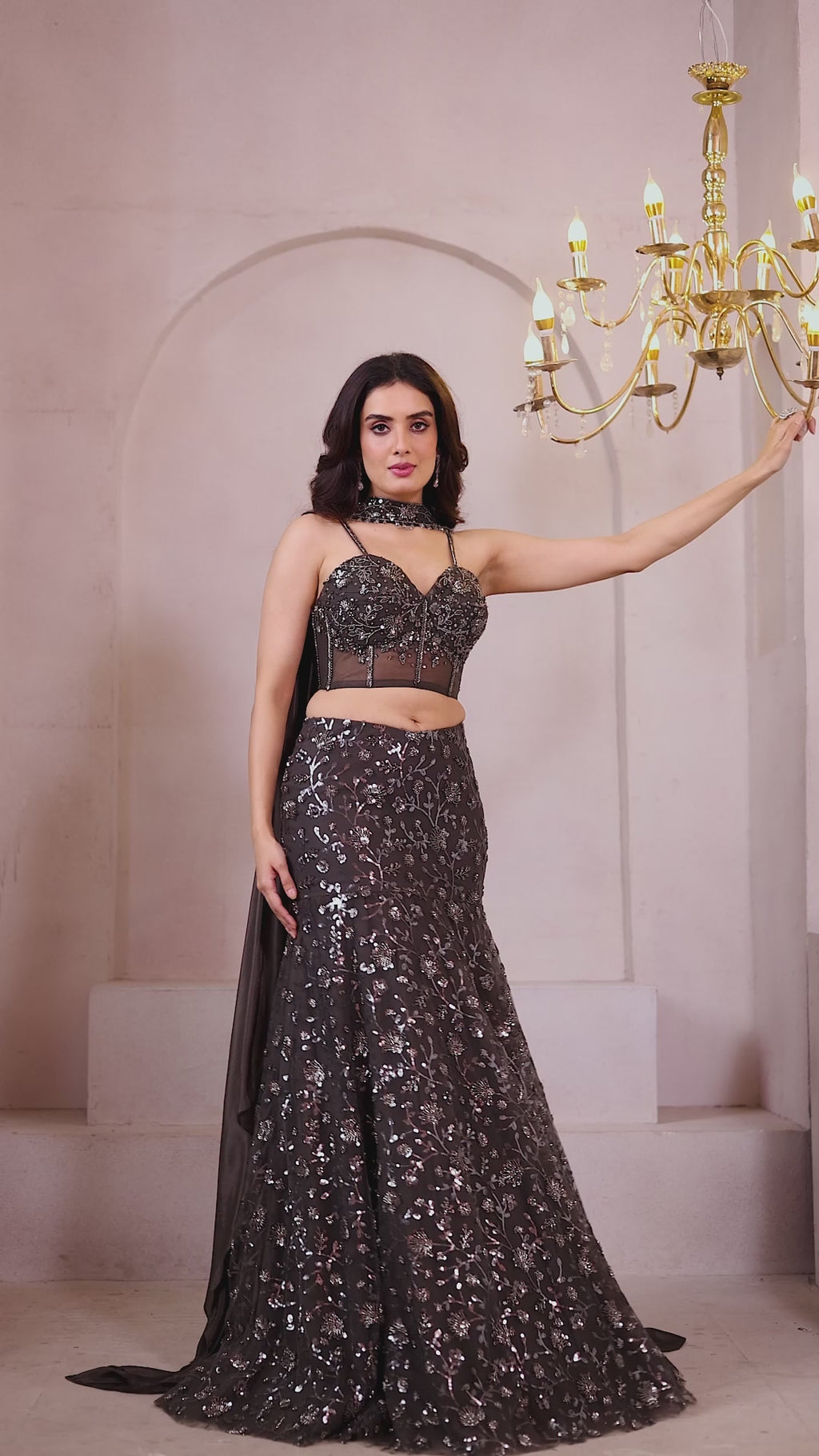 Elegant Black Embroidered Lehenga Set for Glamorous Evening & Wedding Celebrations