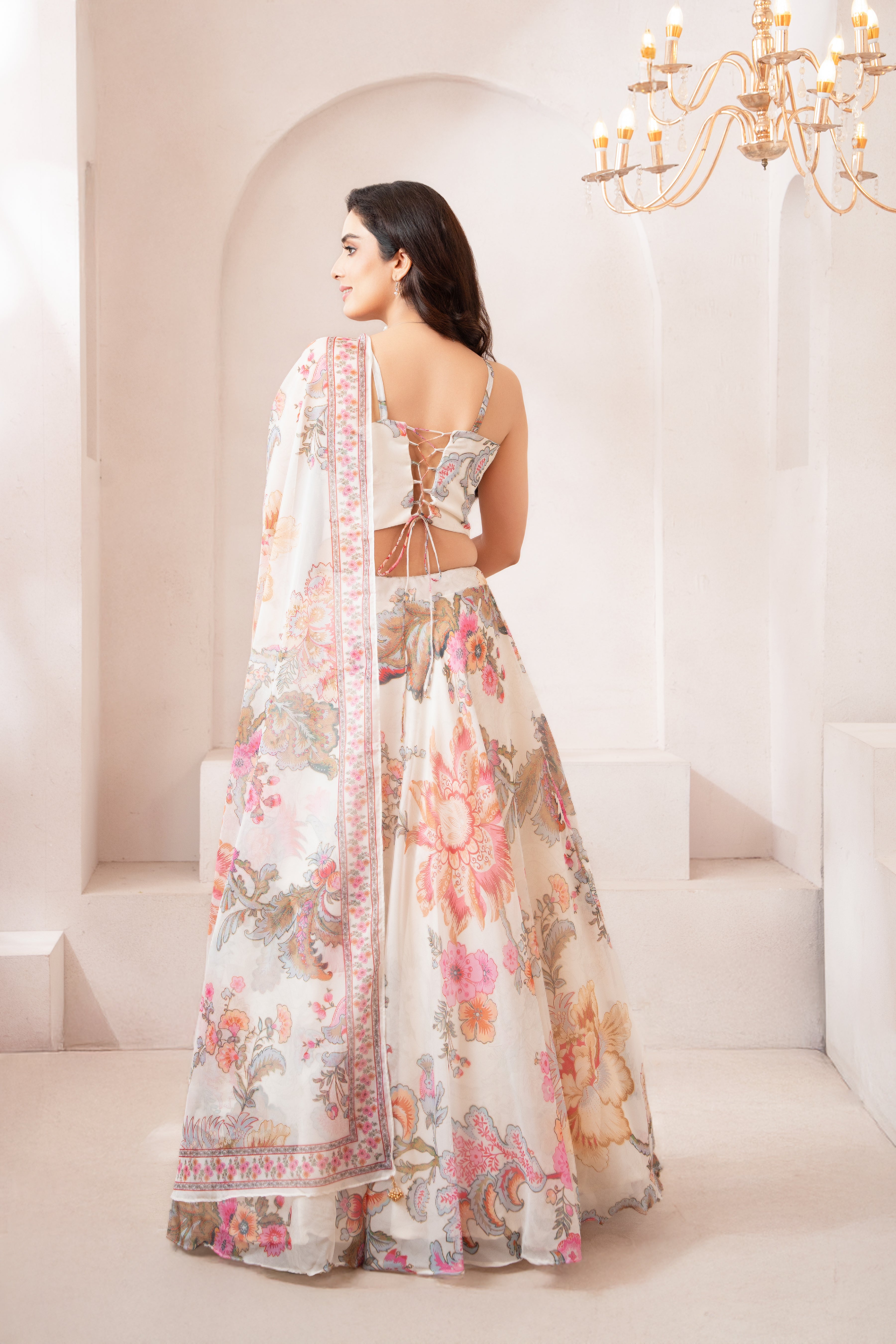 Elegant Pastel Floral Lehenga Set – Perfect for Weddings & Festive Celebrations