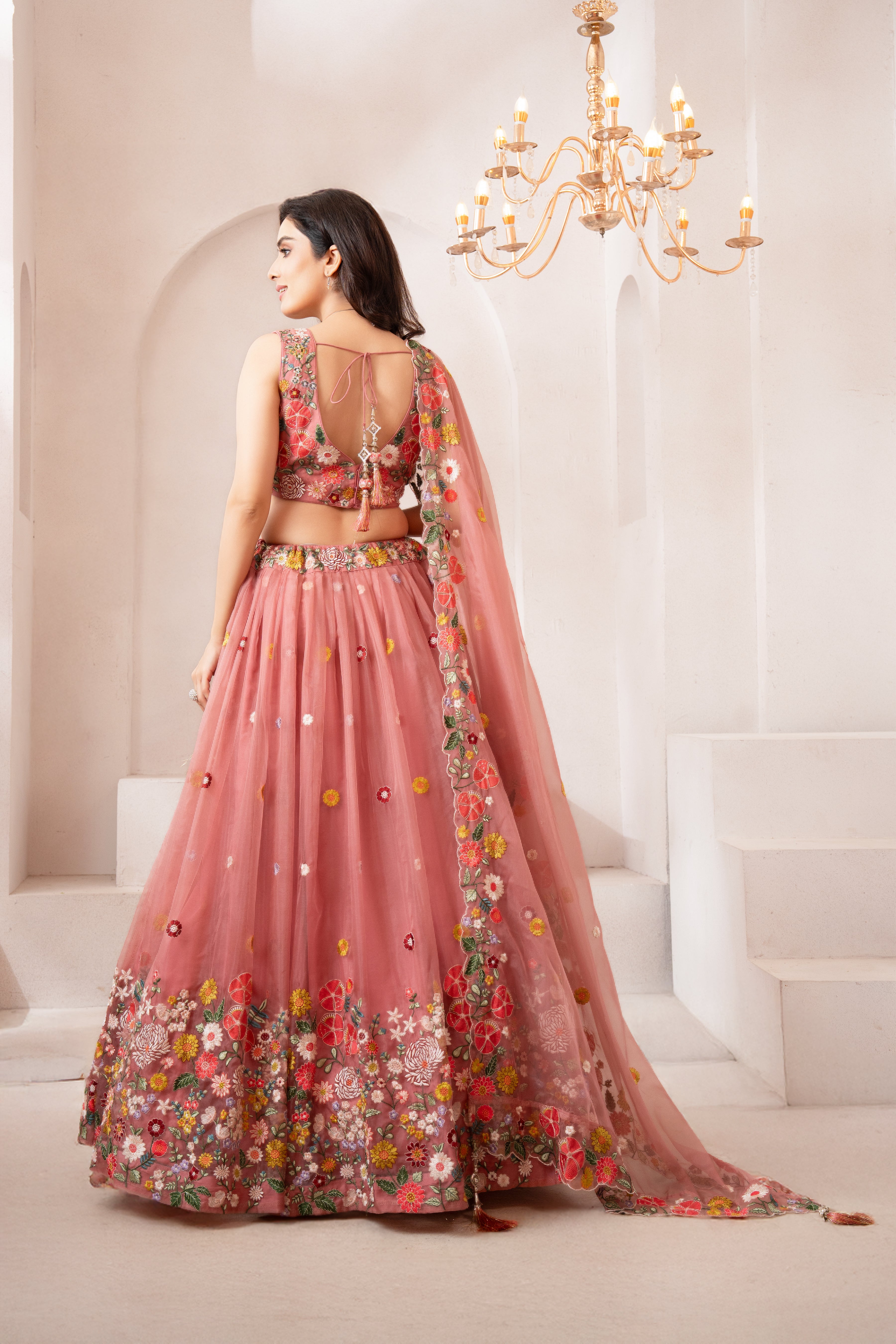 Elegant Floral Embroidered Lehenga Set for Graceful Festive Glam