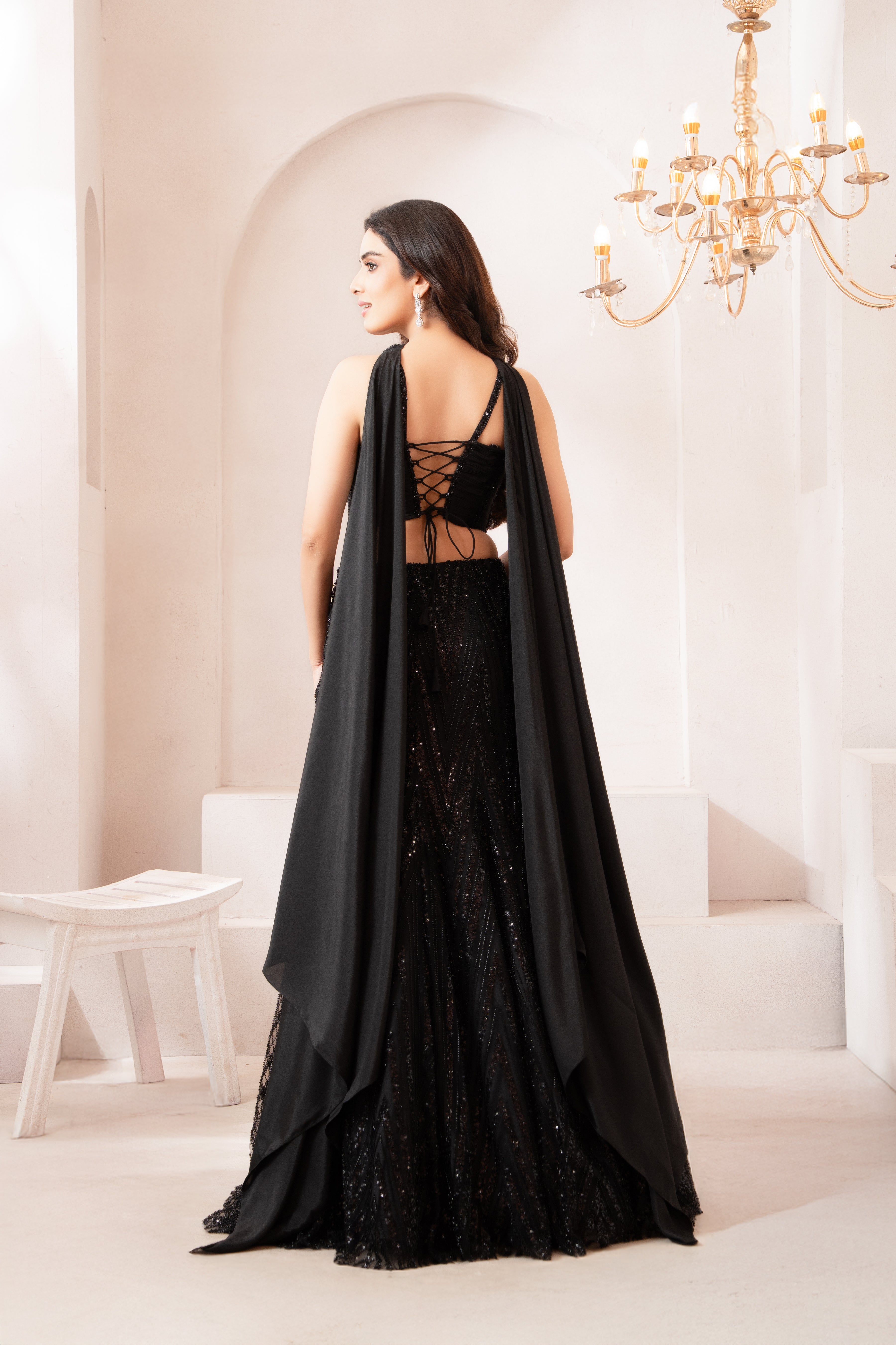 Elegant Black Sequin Lehenga Set for Glamorous Evening & Party Wear